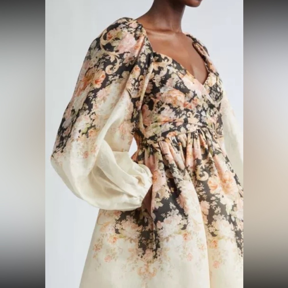 Zimmermann Illustration Pleated Silk-Linen Blend Organza Mini Dress - Picture 6 of 9